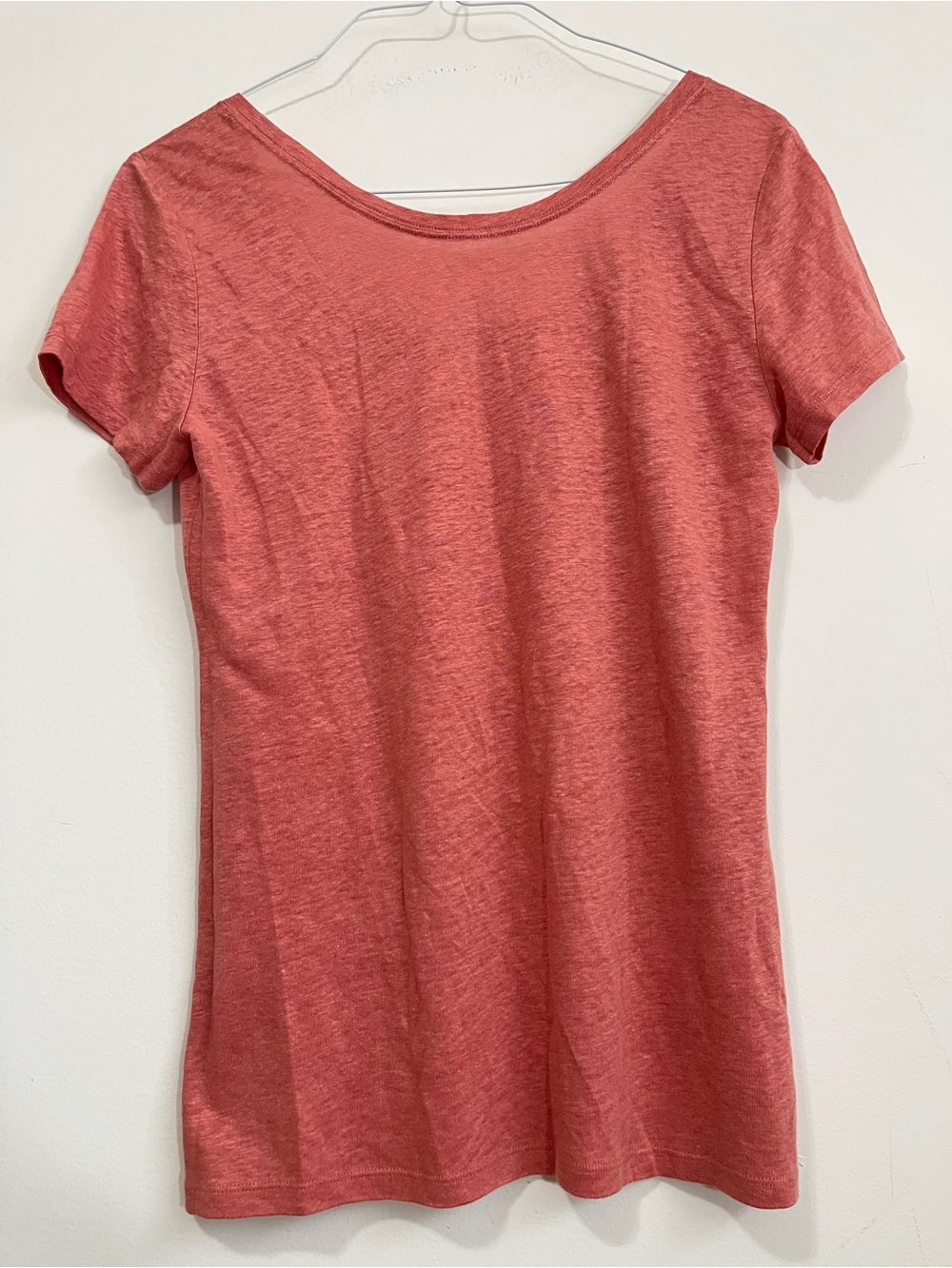 NWT LOFT Ann Taylor 100% Linen Scoop Neck Short Sleeve T-Shirt Top M Dusty Red - Picture 6 of 16